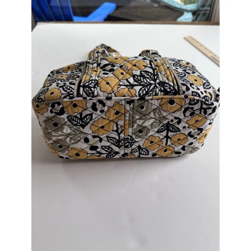 Vera Bradley Black Go wild Yellow Floral Small Quilted Duffle Bag Boho